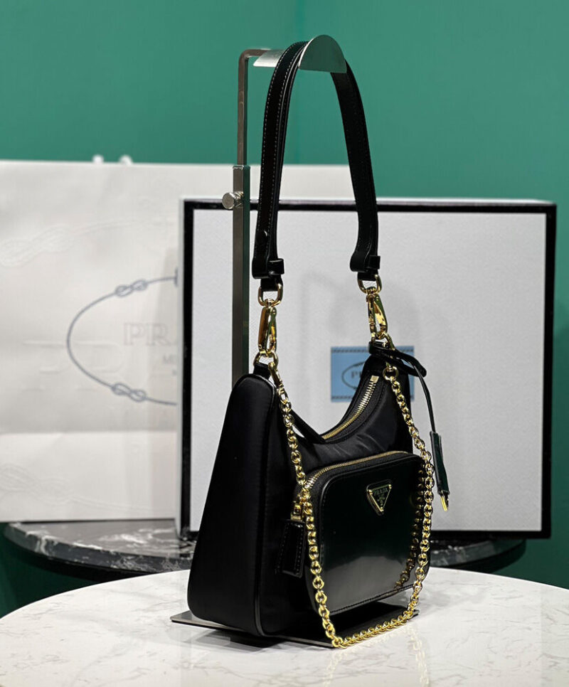 Prada Re-Nylon And Brushed Leather Mini-bag 1BC198 Black
